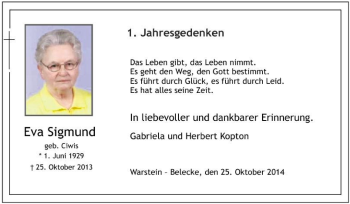 Traueranzeige von Eva Sigmund von Tageszeitung